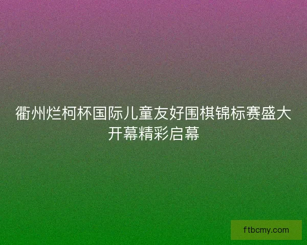 衢州烂柯杯国际儿童友好围棋锦标赛盛大开幕精彩启幕